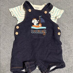 Navy Baby Overalls 3 piece set